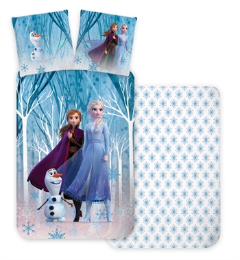 12: Frost sengetøj - 140x200 cm - Anna, Elsa og Olaf - 100% bomuld - Frozen sengesæt